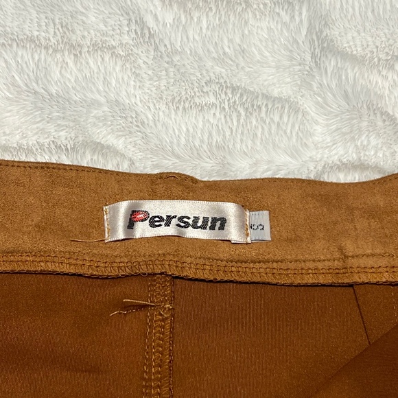 Persun Button Down Faux Suede Skirt (Toffee color) - Picture 6 of 8